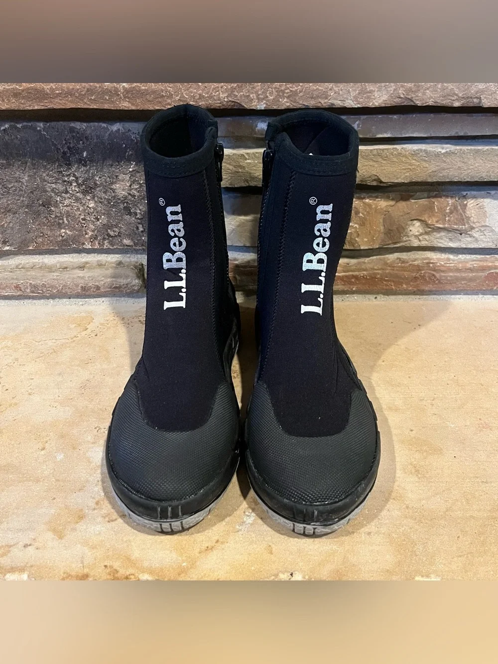 L.L. Bean Wet Suit Black Neoprene Zip Boots